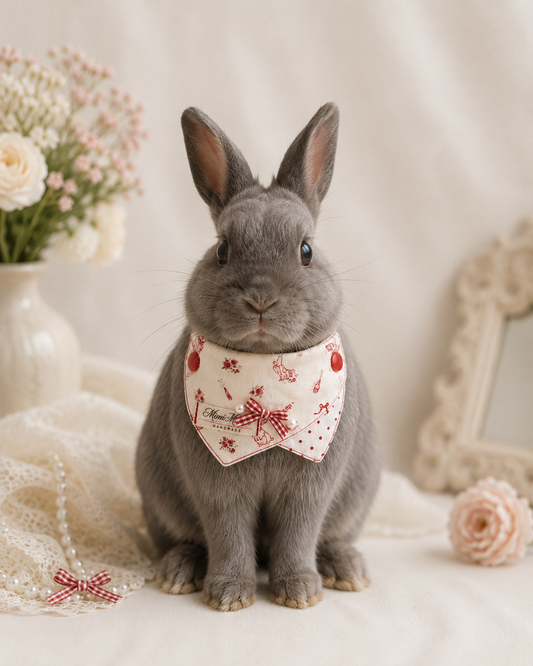 Vintage Bunny Illustration Pet Bandana Collar