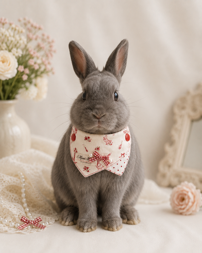 Blue Bunny Garden Illustration Pet Bandana Collar