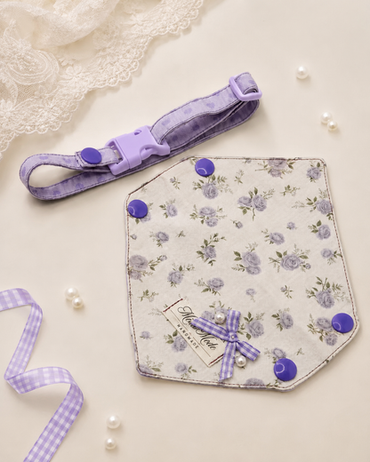 Lavender Rose Floral Print Pet Bandana Collar