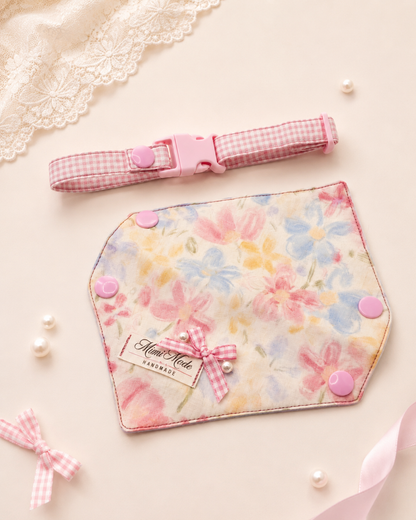 Pink Bloom Watercolor Floral Pet Bandana Collar