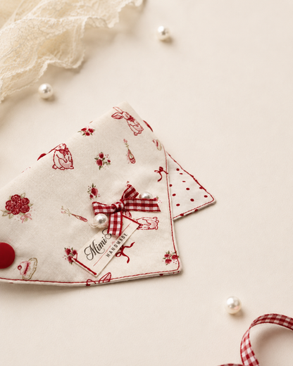 Vintage Bunny Illustration Pet Bandana Collar