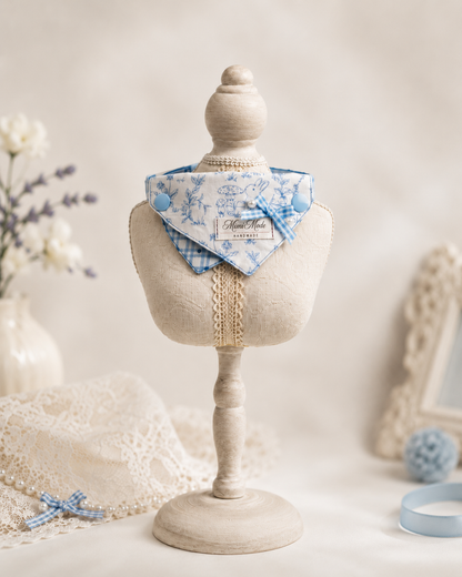 Blue Bunny Garden Illustration Pet Bandana Collar