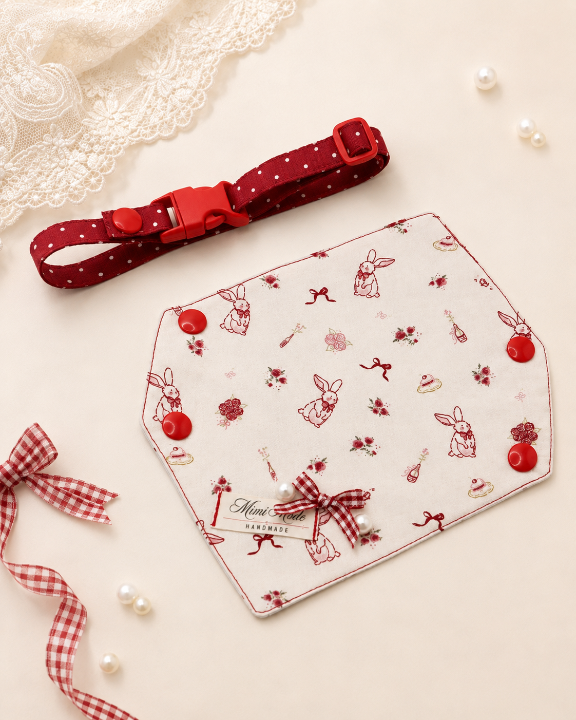 Vintage Bunny Illustration Pet Bandana Collar