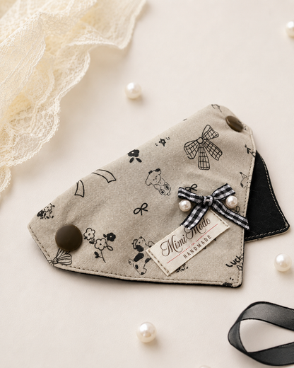 Black Garden Illustration Pet Bandana Collar