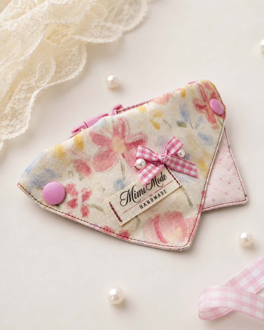Pink Bloom Watercolor Floral Pet Bandana Collar