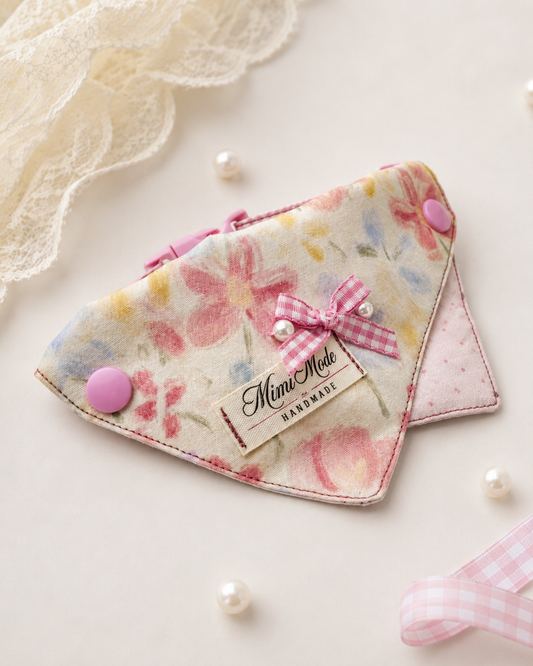Pink Bloom Watercolor Floral Pet Bandana Collar