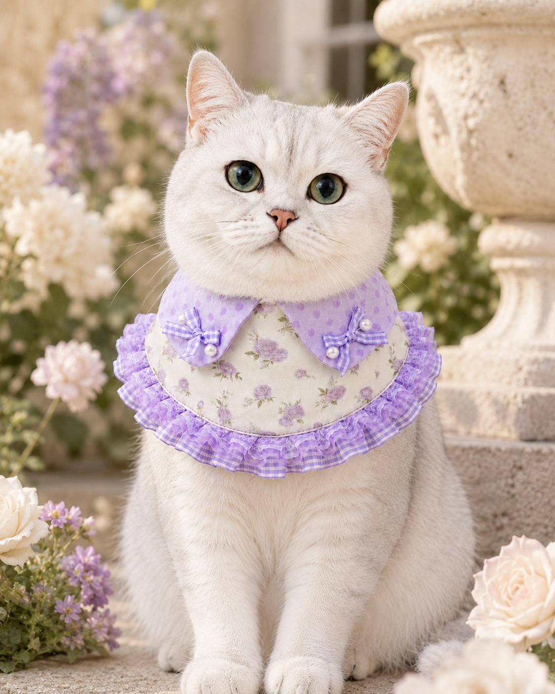 Lavender Rose Floral Pet Neckwear
