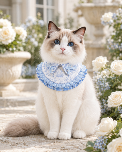 Blue Bunny Garden Illustration Pet Neckwear