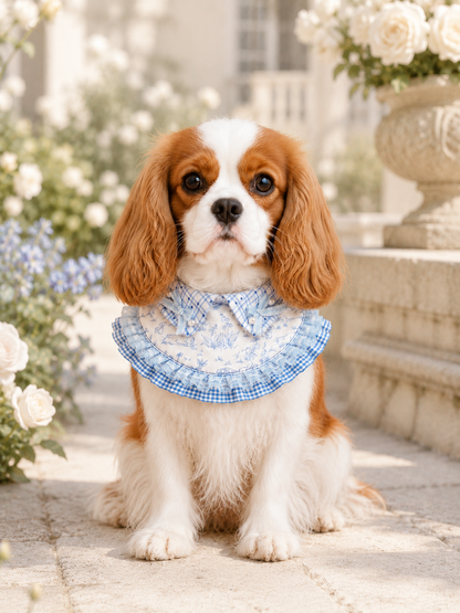 Blue Bunny Garden Illustration Pet Neckwear